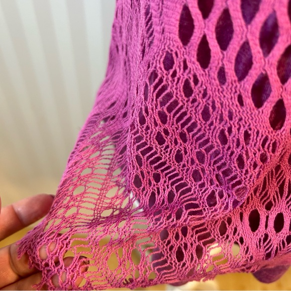 Maurices purple pink boho crochet-style mesh overlay tank top Size S - Picture 2 of 8